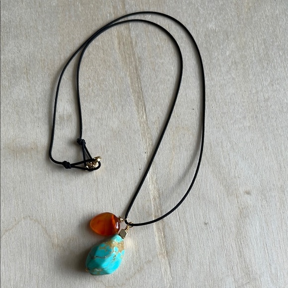 Hand Crafted Jewelry - Turquoise and Coraline Pendant Necklace